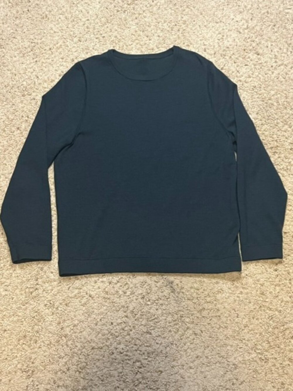 Lululemon Men Gray Green Textured Knit Sweater Size Medium See Measurement EUC